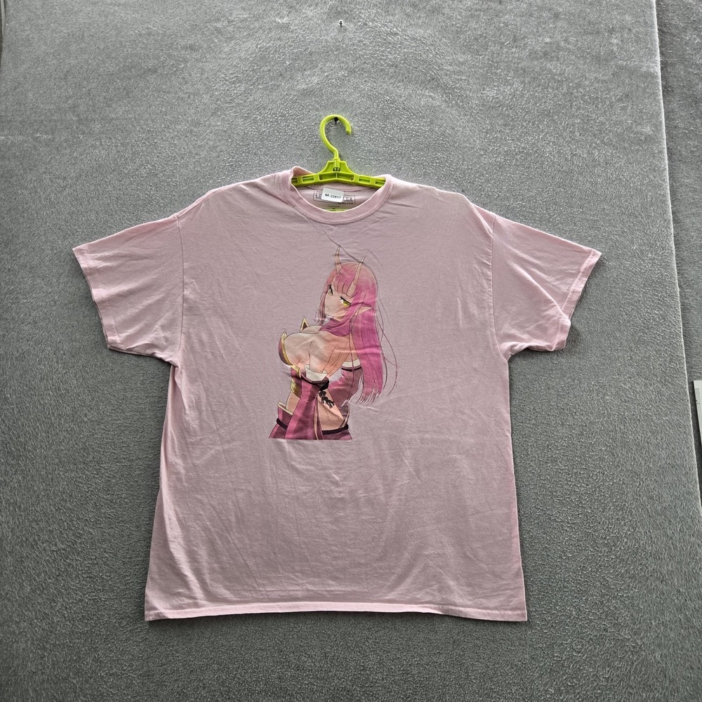 Lewd Complex Men Shirt XL Pink‎ Graphic Anime Girl Short Sleeve Logo